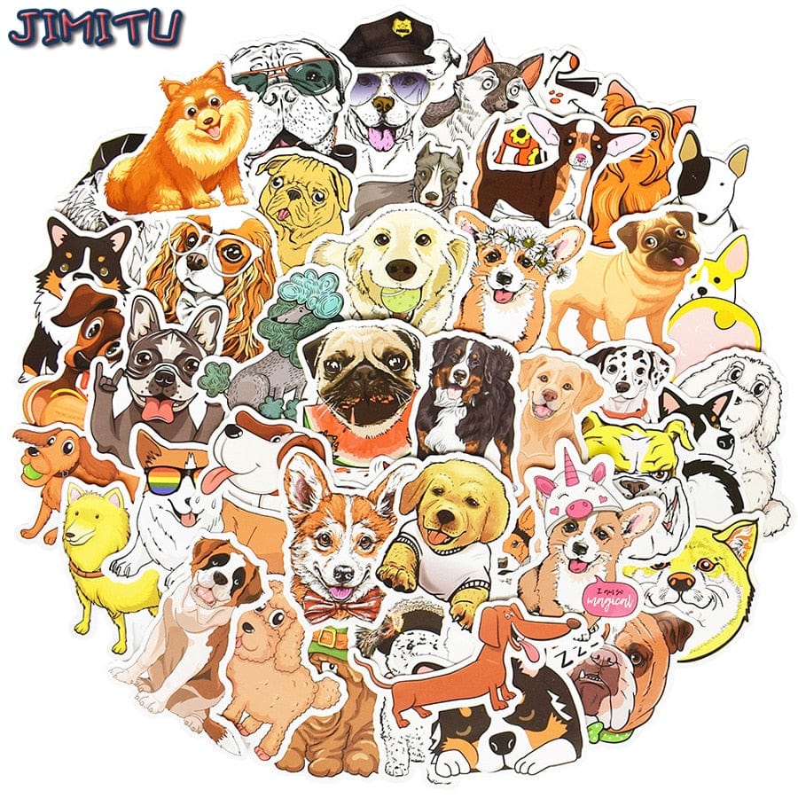 50 PCS Cartoon Stickers Dog Cute Different Style Dogs Sticker Animals Funny Corgi On Laptop Phone Pet Supplies Party Kids Gifts