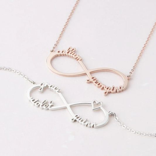 Personalized Custom Name Infinity Symbol Necklace Mom Stainless Steel Necklace With Kids Names Gift for Mom Jewelry