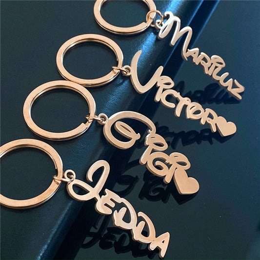 Custom Name Keychain Personalized Stainless Steel keychains for Women Men Customized Nameplate Keyring Jewelry Gifts