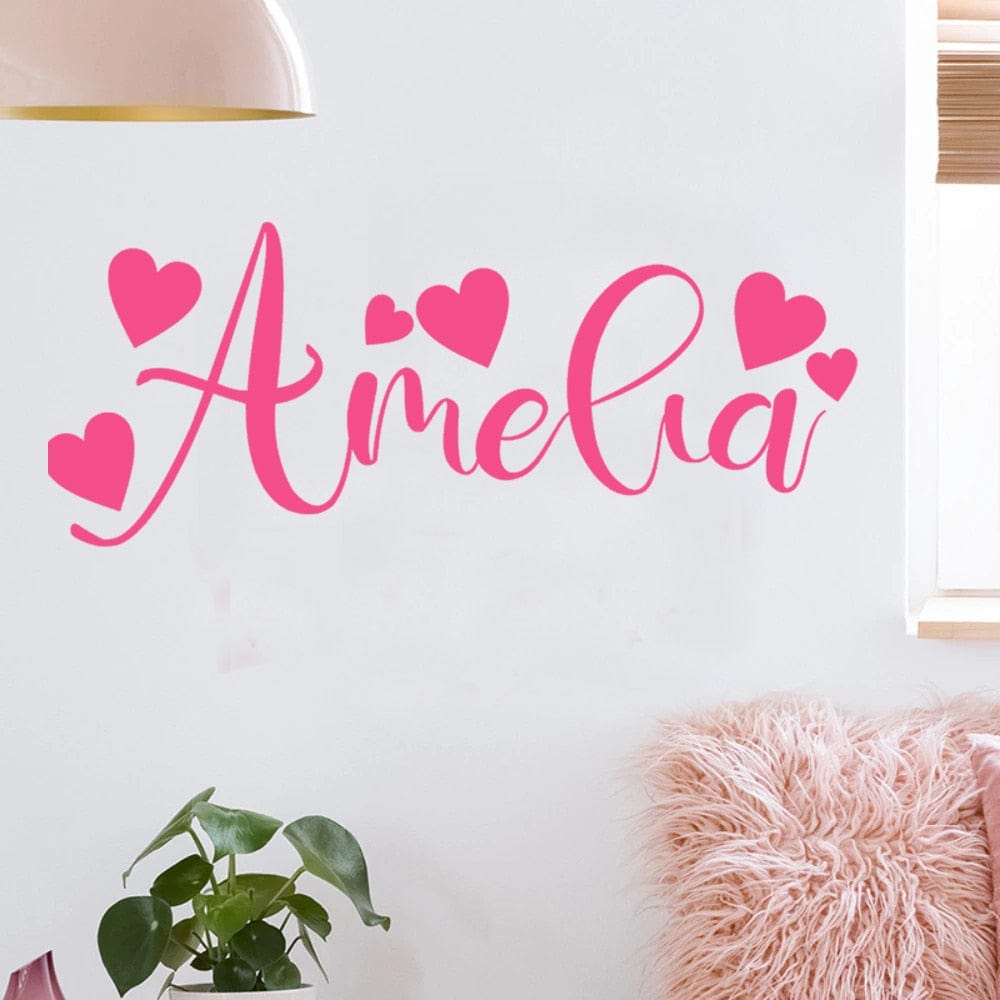 Personalized Baby Decal With Love Calligraphy Style Name Vinyl Wall Sticker Girl Gift Nursery Sweet Decor