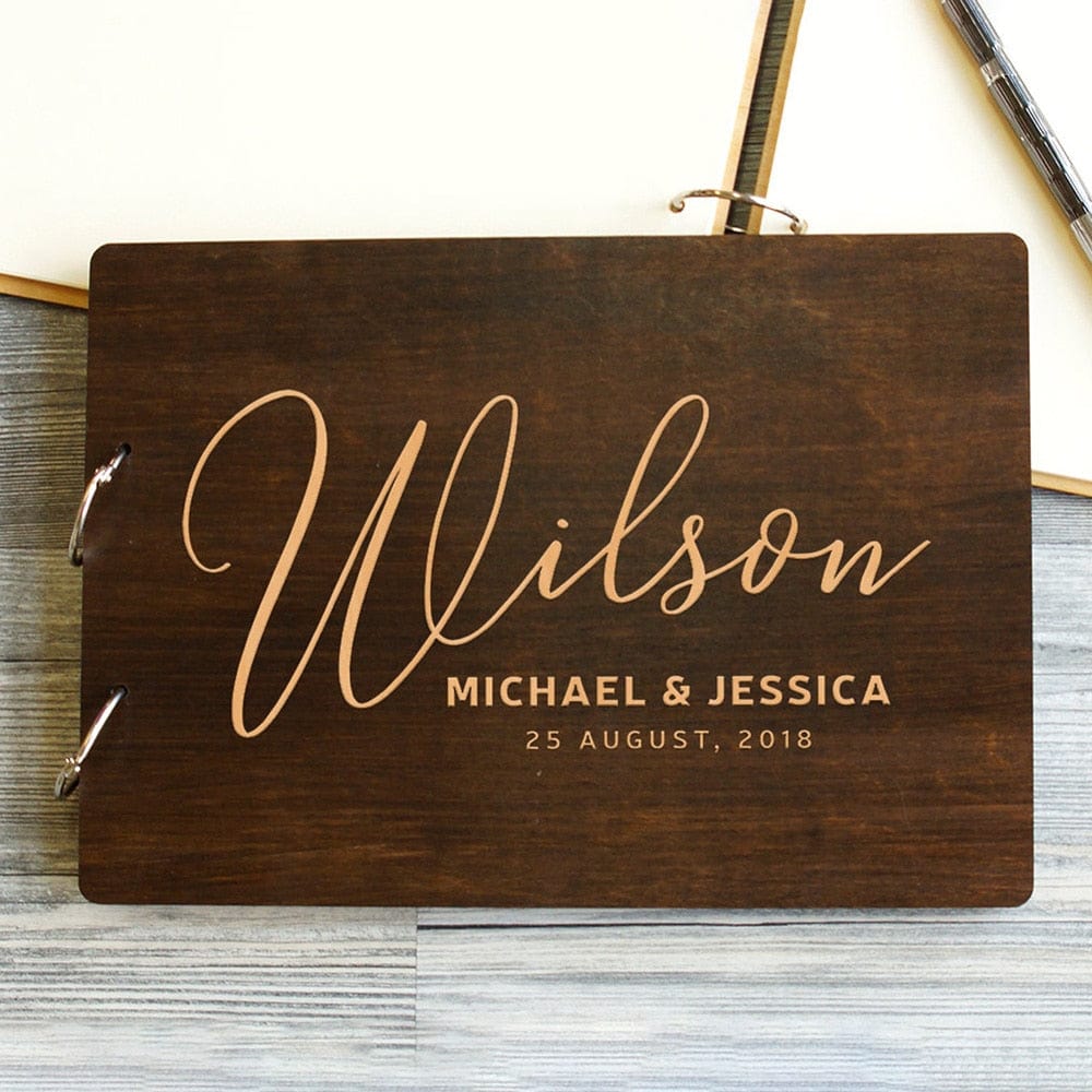 Personalised Wedding Guest A5 Book Party Shower Gift Handmade Wooden Guest Book Photo Album Scrapbook Wedding Keepsake