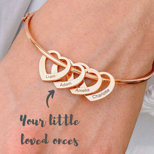 Personalized Bracelet for Women Stainless Steel Love Charms with Carving Name Adjustable Bangle Custom Jewelry