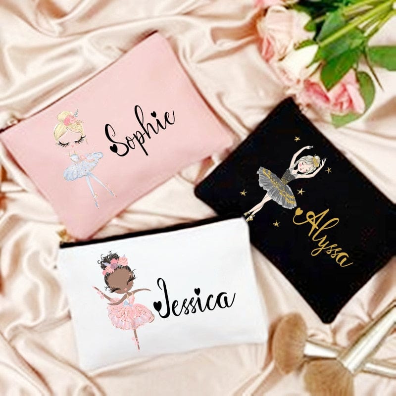 Dance Girl Pencil Case Personalized Custom Name Stationery Supplies Storage Bags Travel Toiletry Pouch Makeup Bag Gift for Girls