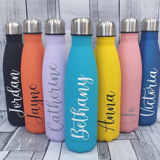 Personalized Text Logo Stainless Steel Thermos Bridesmaid Custom Cup Bachelorette Party Gifts Favors Proposal 500ml Water Bottle