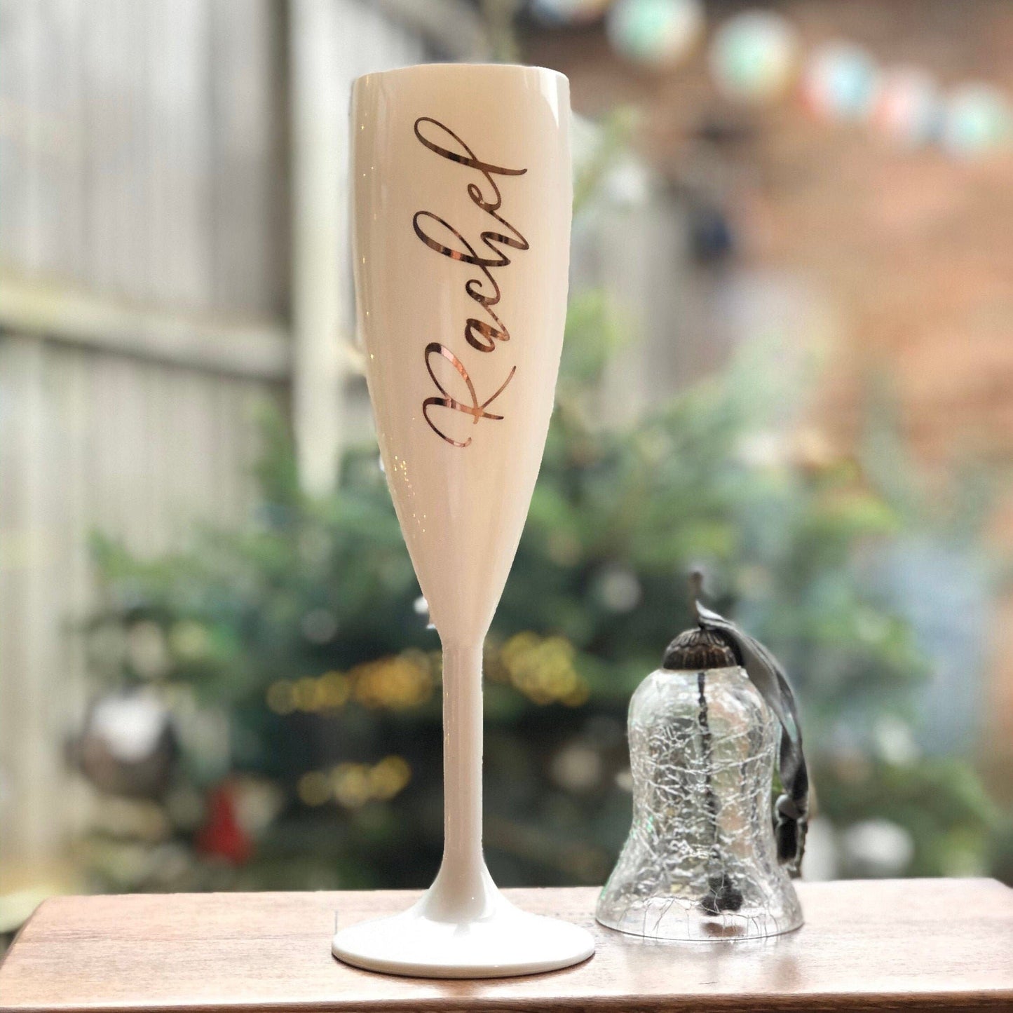 Personalised Bridesmaid Champagne Flute White Glass