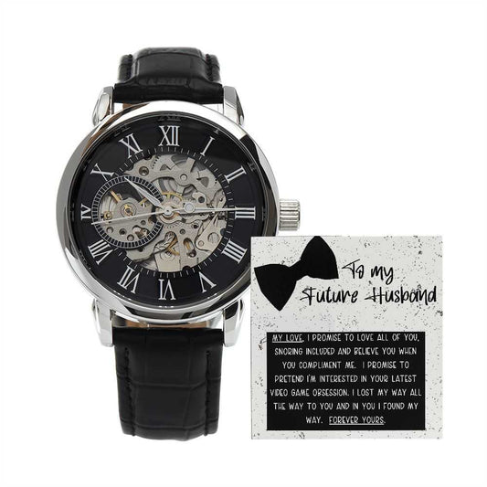 To My Future Husband - I Promise To Love You- Men´s Openwork Watch