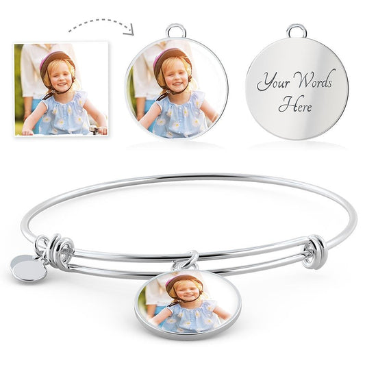 Custom Flower Girls Picture Upload Circle Bangle