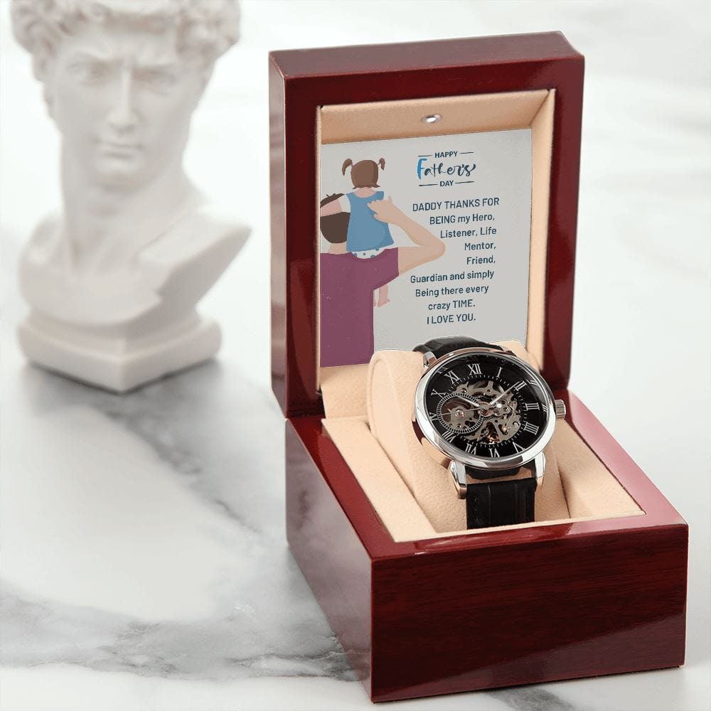 Father´s Day Gift - Daddy My Hero - Men´s Openwork Watch Jewelry [hgnjewels1] 