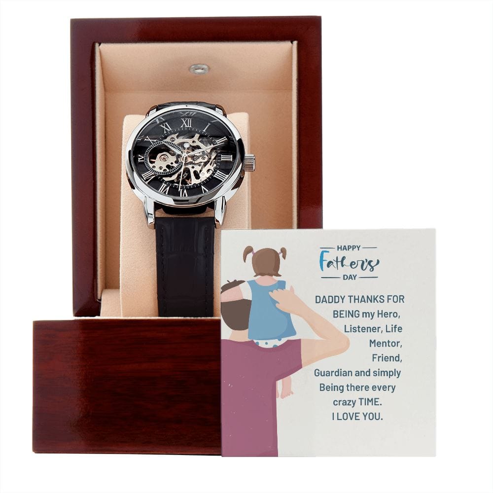 Father´s Day Gift - Daddy My Hero - Men´s Openwork Watch Jewelry [hgnjewels1] 