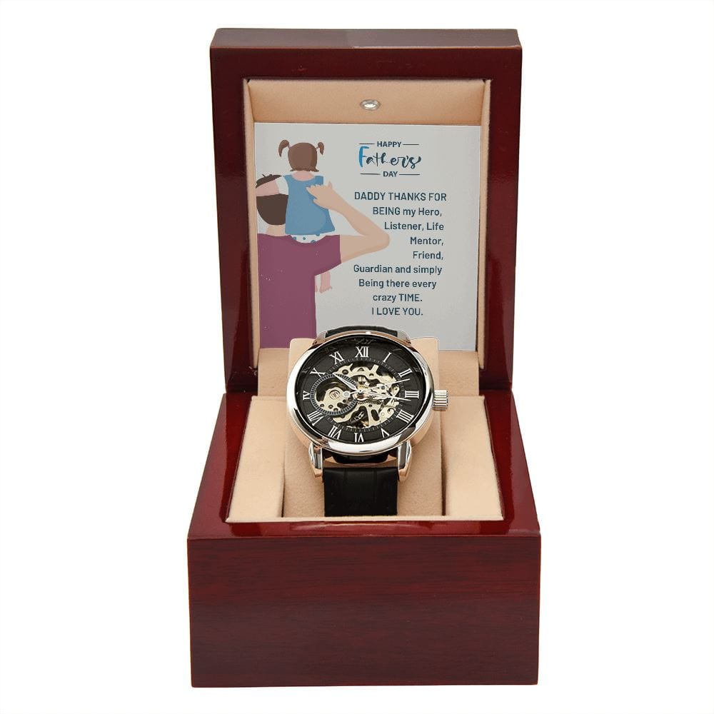 Father´s Day Gift - Daddy My Hero - Men´s Openwork Watch Jewelry [hgnjewels1] 