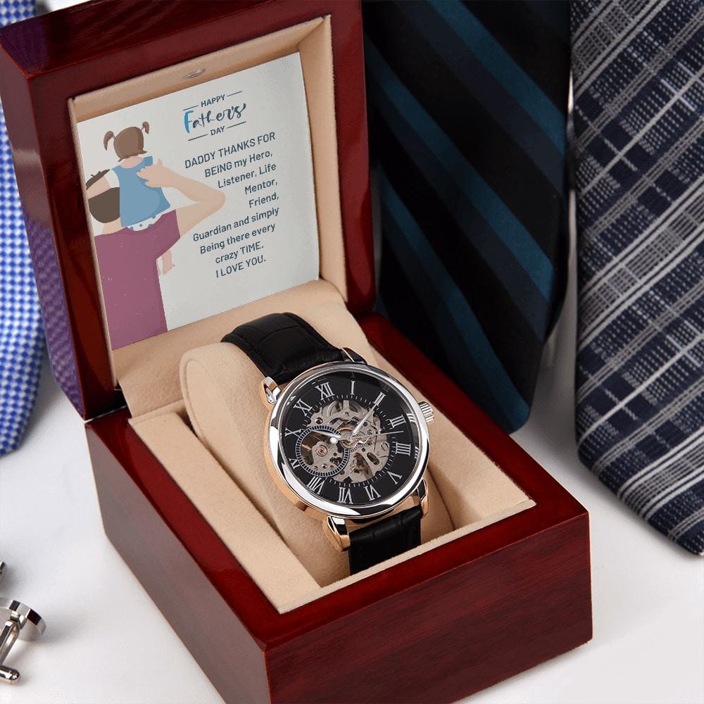 Father´s Day Gift - Daddy My Hero - Men´s Openwork Watch Jewelry [hgnjewels1] 