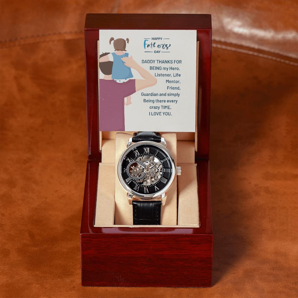 Father´s Day Gift - Daddy My Hero - Men´s Openwork Watch Jewelry [hgnjewels1] 