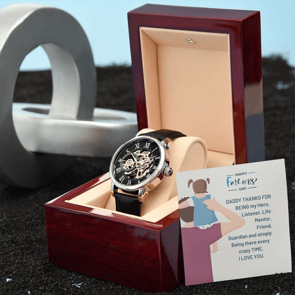 Father´s Day Gift - Daddy My Hero - Men´s Openwork Watch Jewelry [hgnjewels1] 