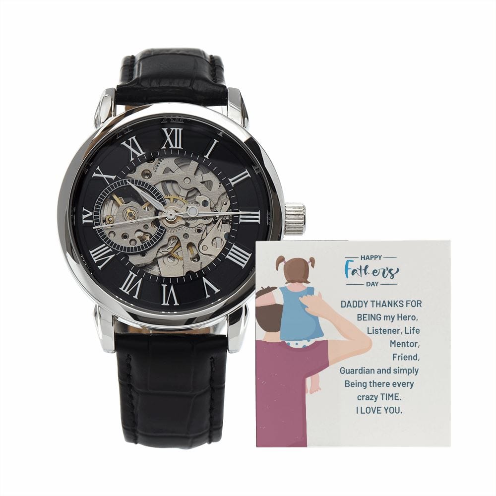 Father´s Day Gift - Daddy My Hero - Men´s Openwork Watch Jewelry [hgnjewels1] 