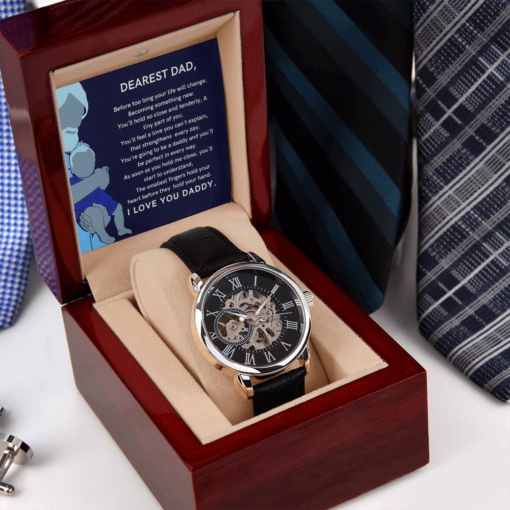 Father´s Day Gift For New Dad - Life Is About To Change - Men´s Openwork Watch Jewelry [hgnjewels1] 